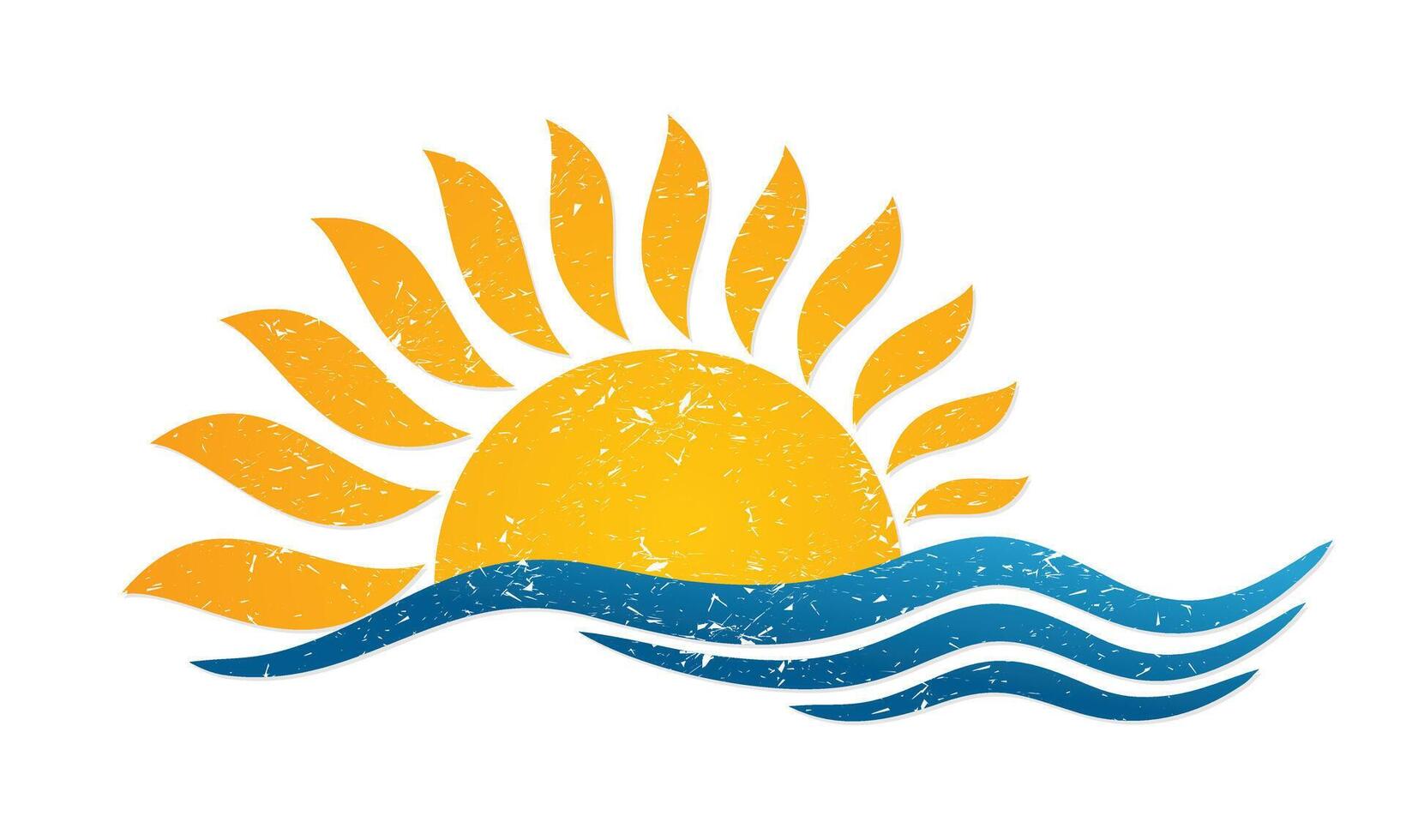 Logo sun and blue sea. vector