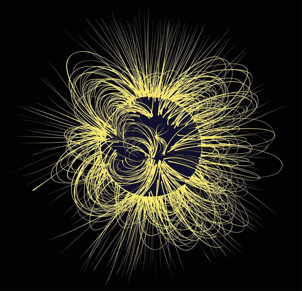 Sun radiation in space. vector