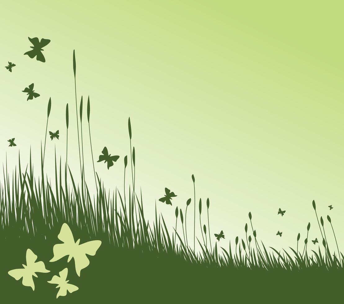 Meadow with butterflies. vector