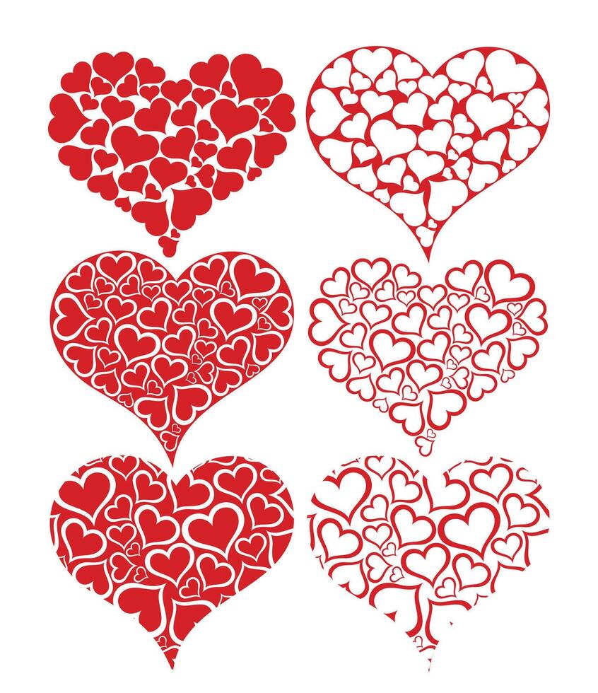 Set of red hearts. vector