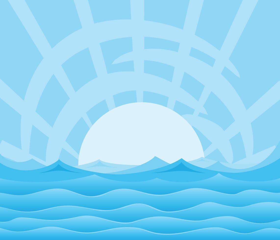 sun in sea. vector