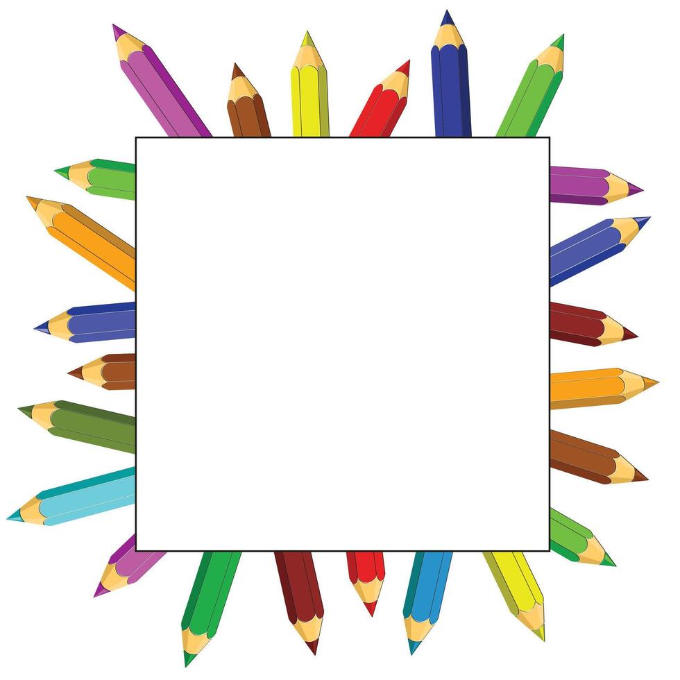 A square frame from colored pencils. vector