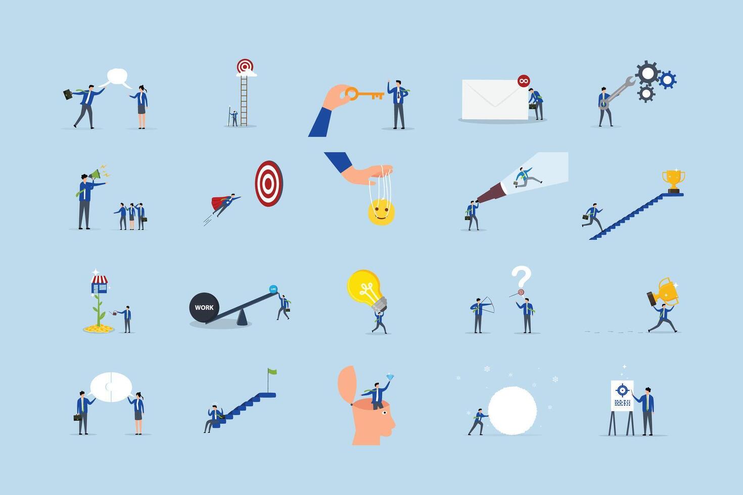 Business growth and teamwork icons vector