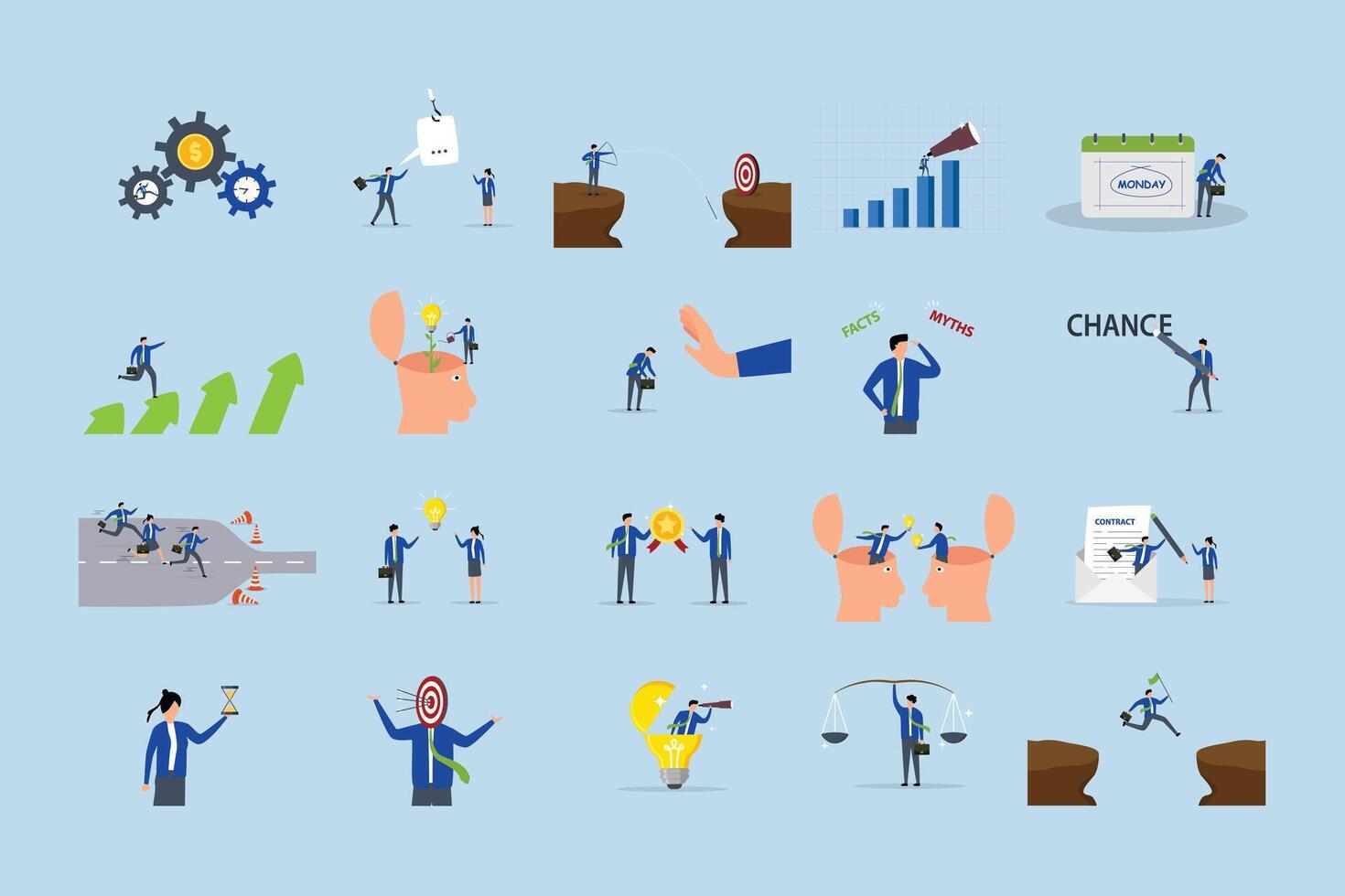 Business strategy illustrations for growth vector