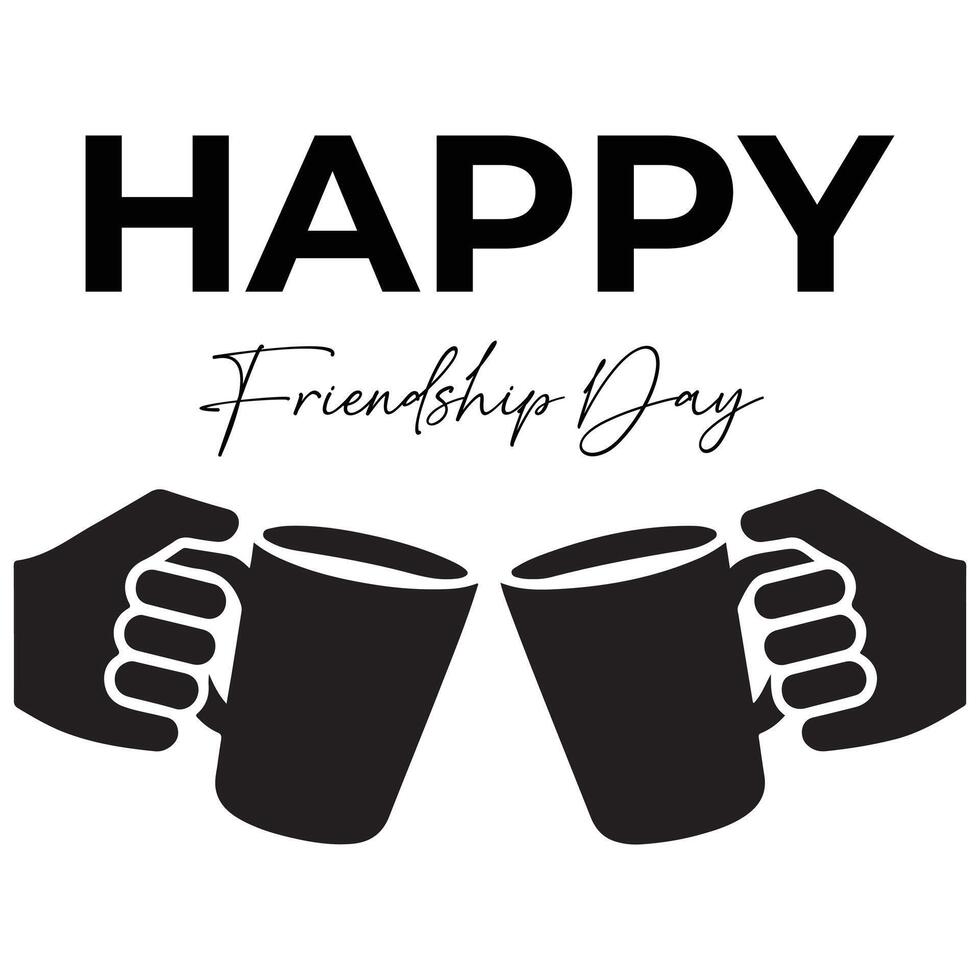 Happy Friendship Day Toast with Mugs silhouette vector
