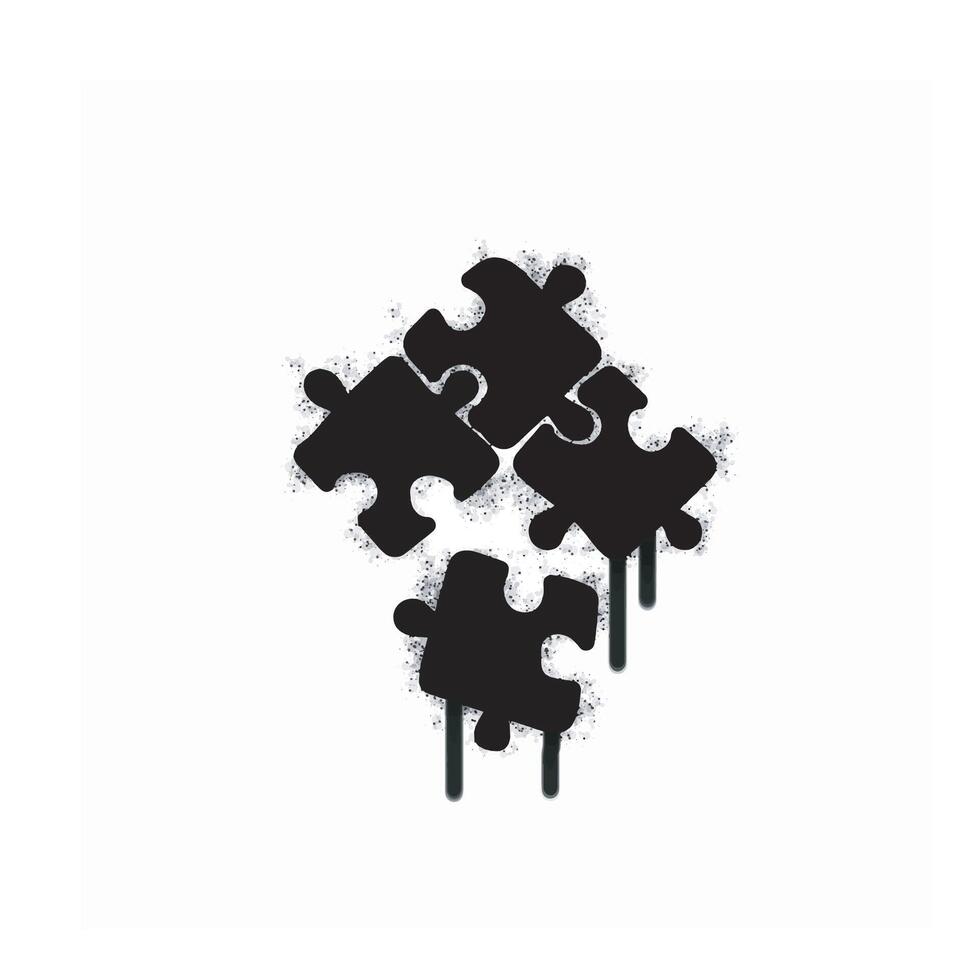 Graffiti puzzle sign spray-painted in black on white. Puzzle symbol isolated on white background. vector