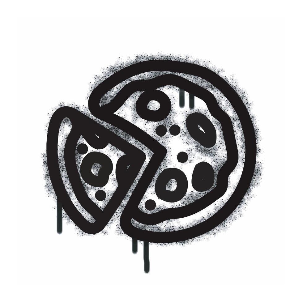 Graffiti pizza sign spray-painted in black on white. Pizza symbol isolated on white background vector