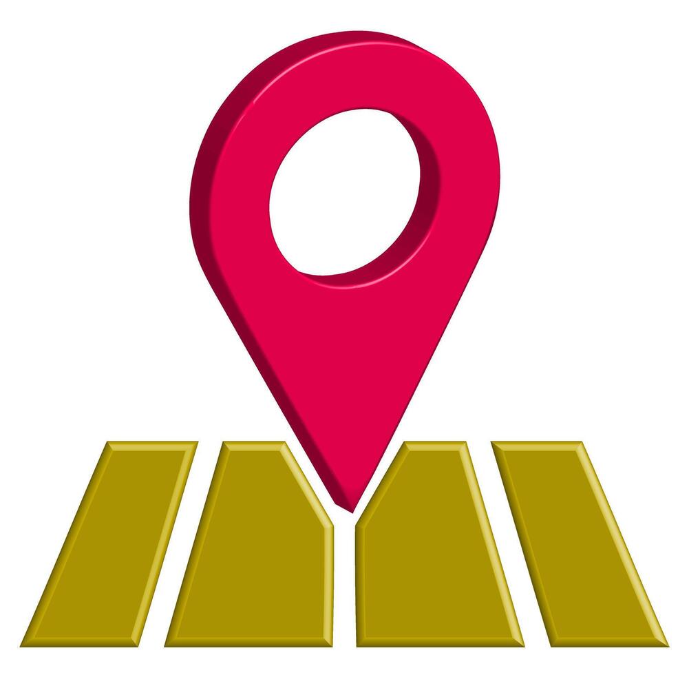 3D Map Pin on Road Icon for Destination, Address, and GPS Location vector