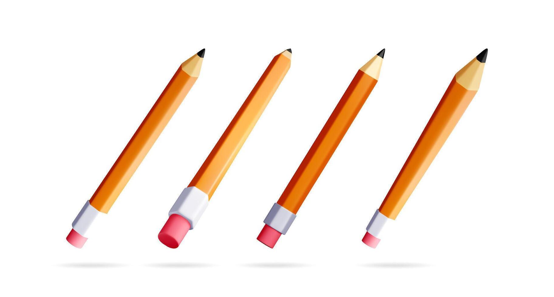 Four orange pencils with pink erasers vector