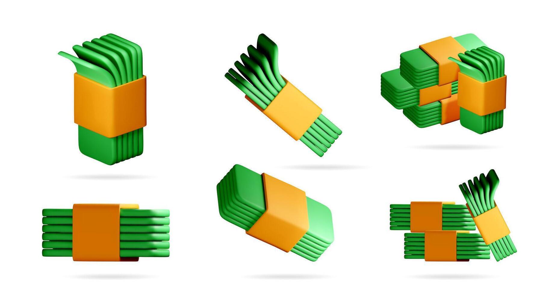 green straws wrapped in orange bands vector