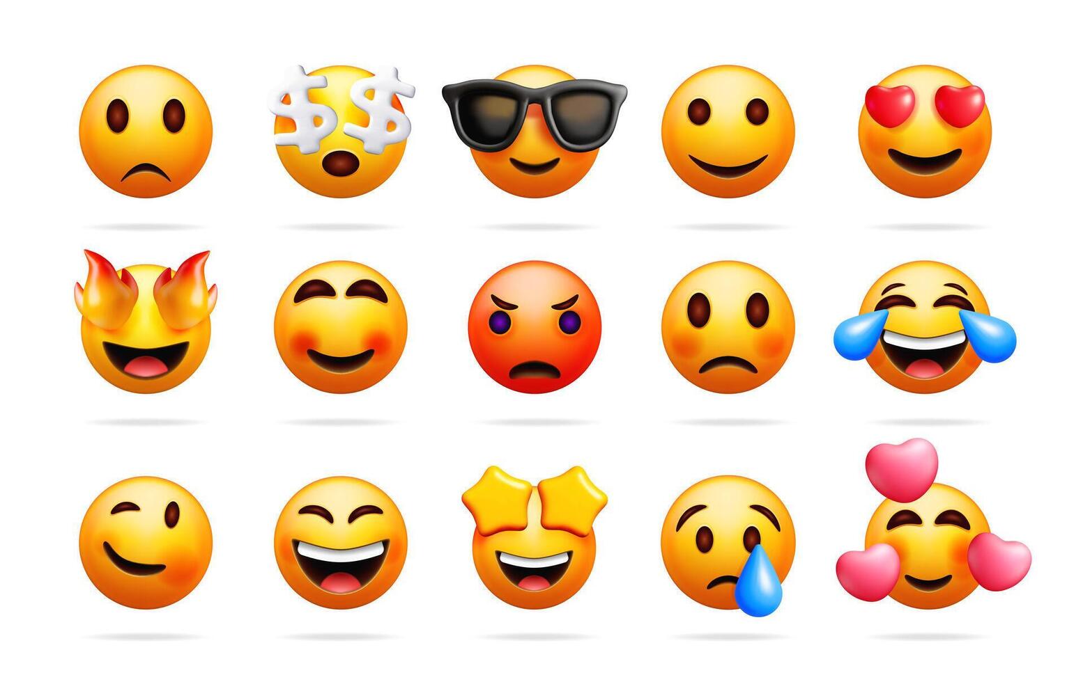 Colorful emojis representing different emotions vector