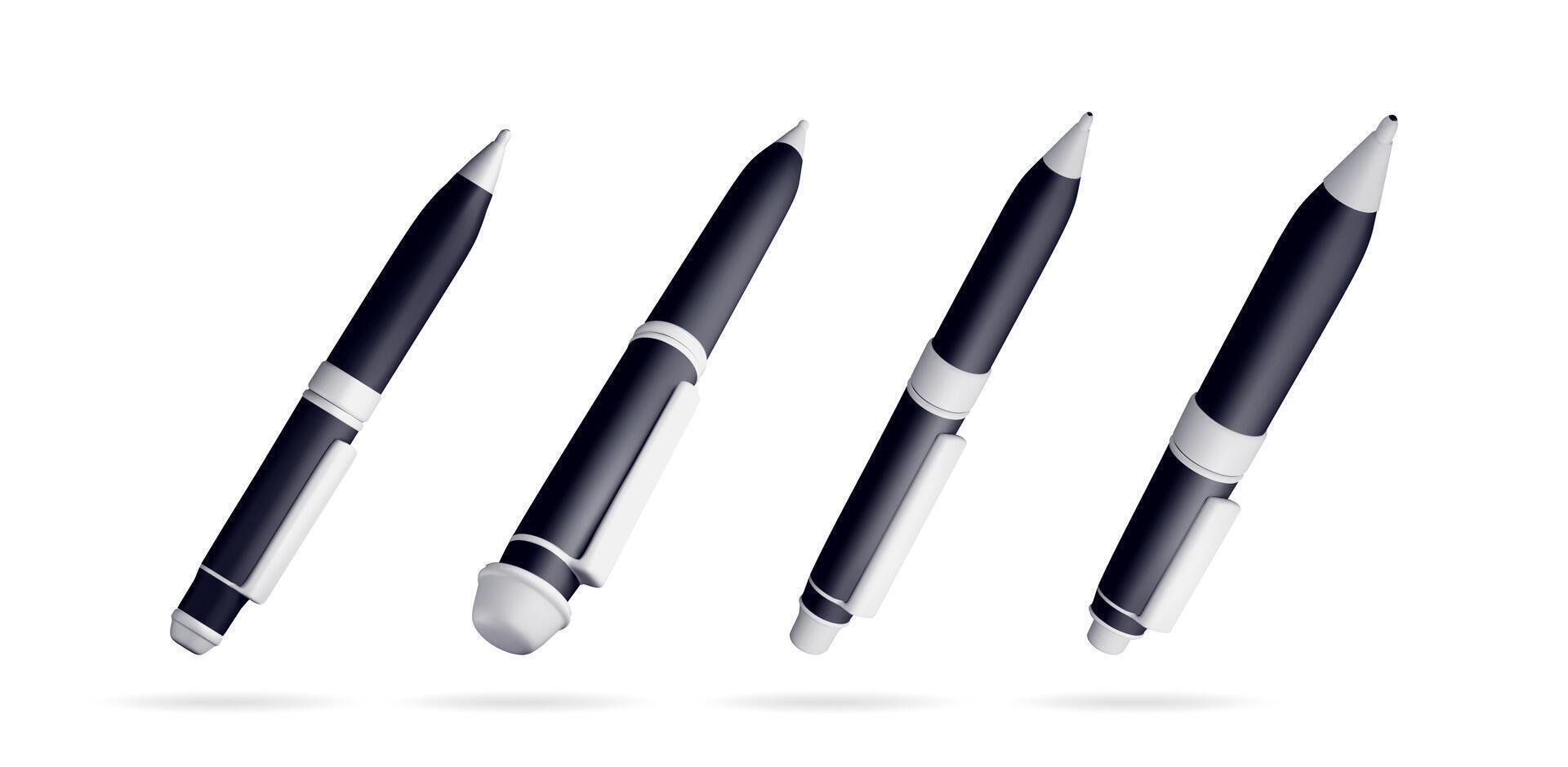 Four dark pens floating in a row vector