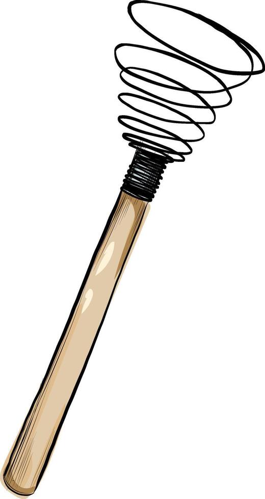 Wooden wire kitchen whisk hand-drawn illustration vector