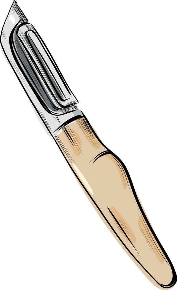 Vertical blade vegetable peeler hand-drawn illustration vector