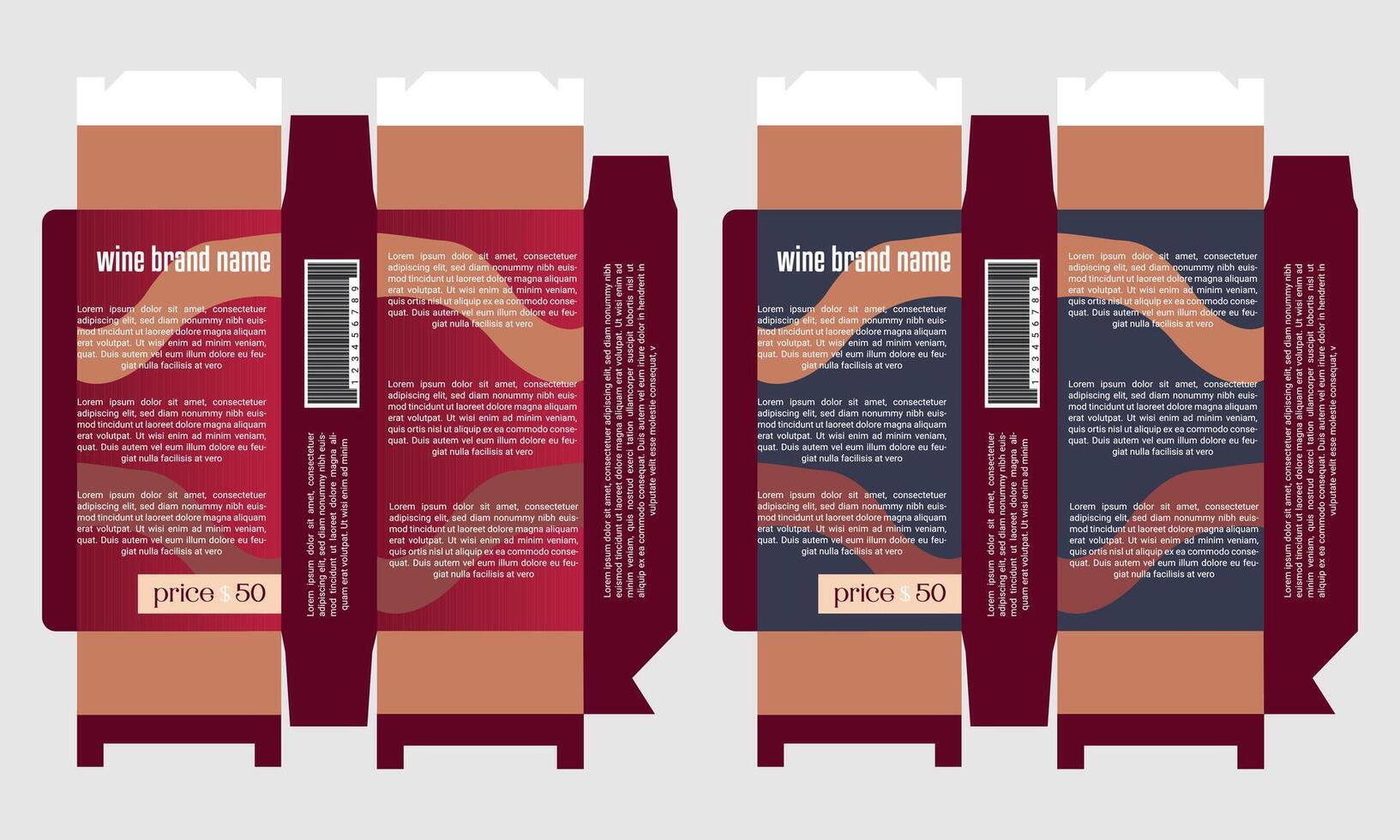 Wine box packaging design template vector