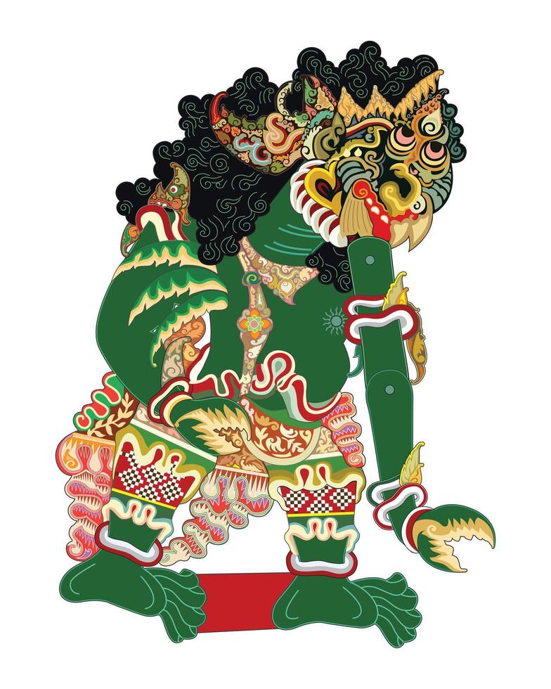 Traditional Balinese green figure art vector