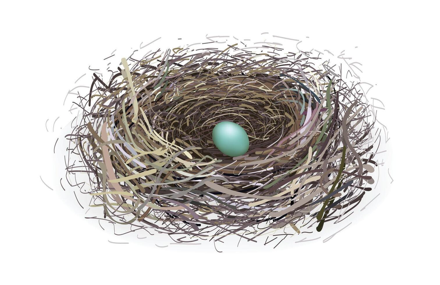 Nest with blue egg vector