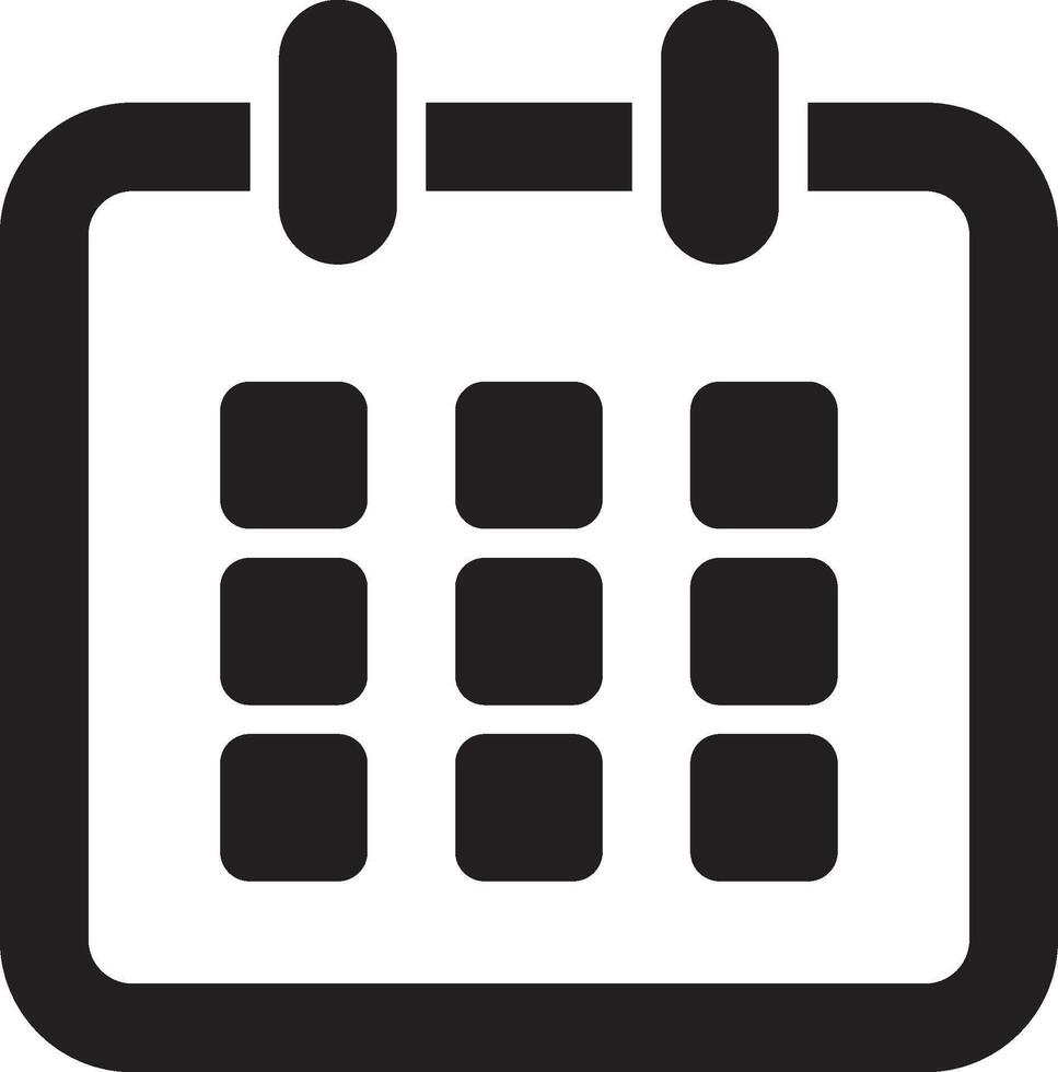 A calendar icon with squares on it vector