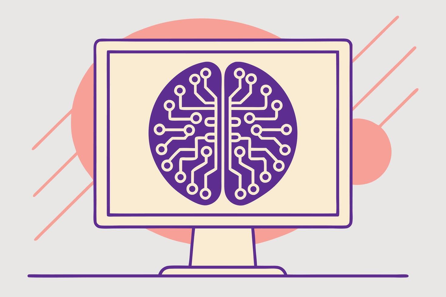 A computer screen with a brain on it vector