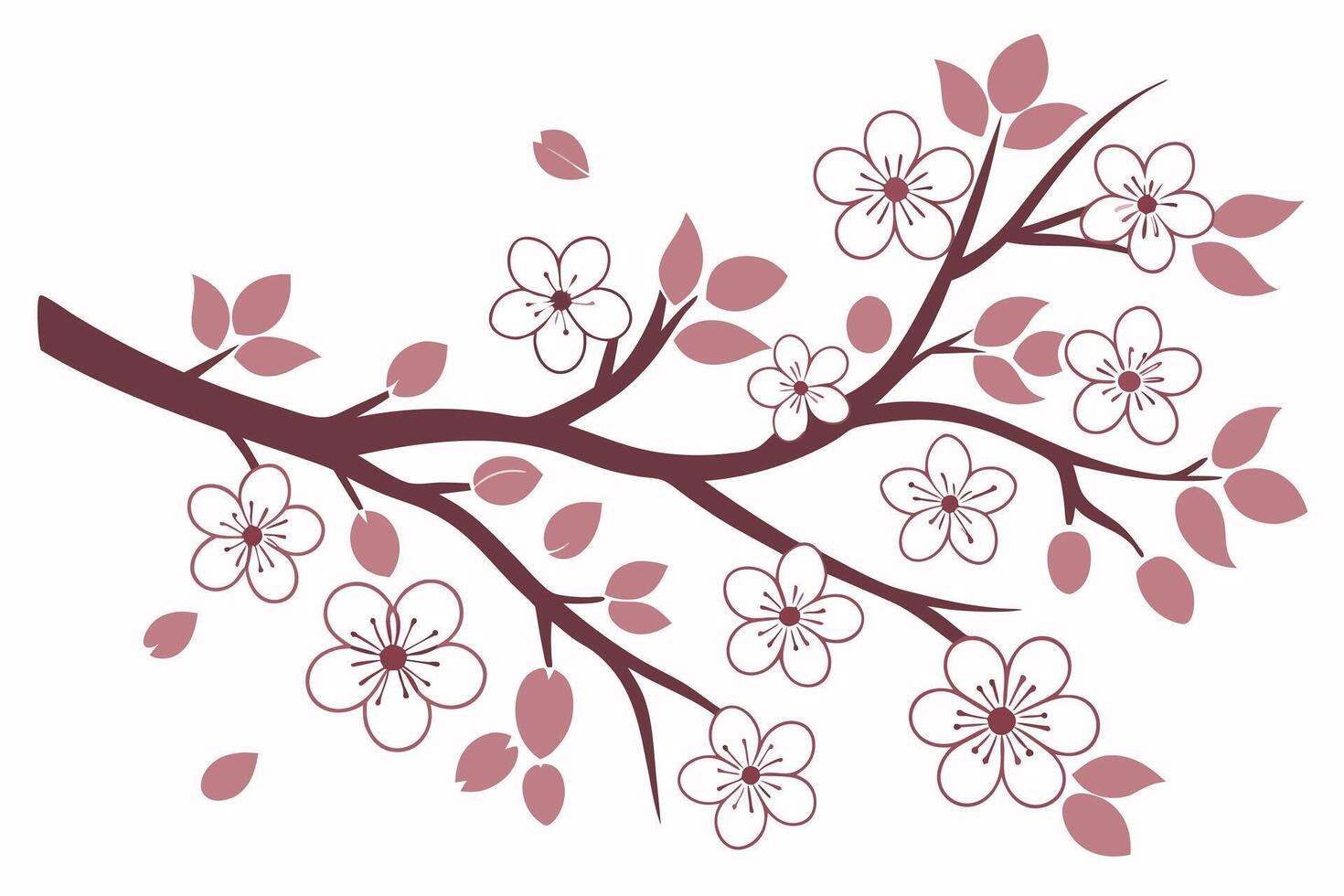 A branch with flowers and leaves on it vector