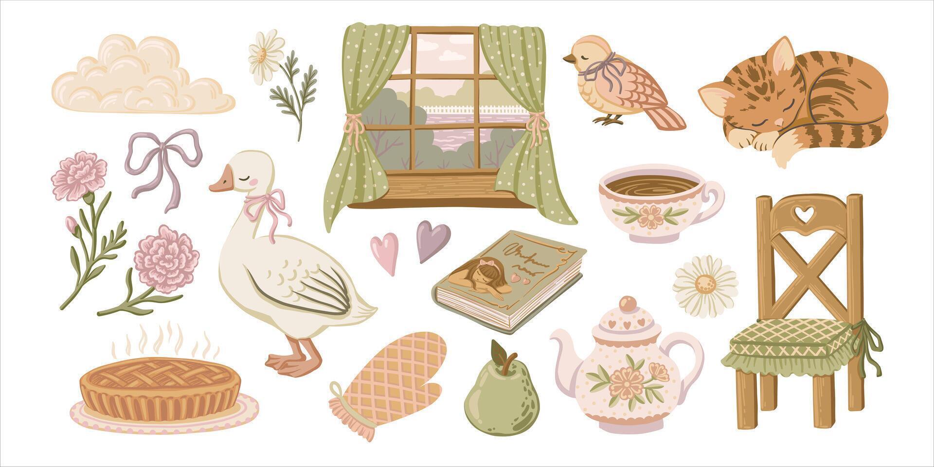 cozy home illustration with various elements vector