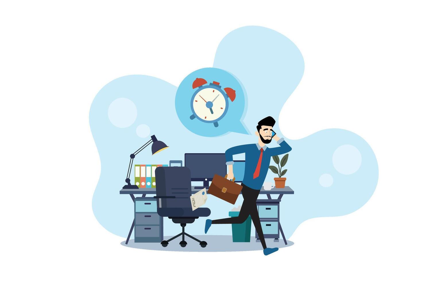 Businessman rushing in an office vector