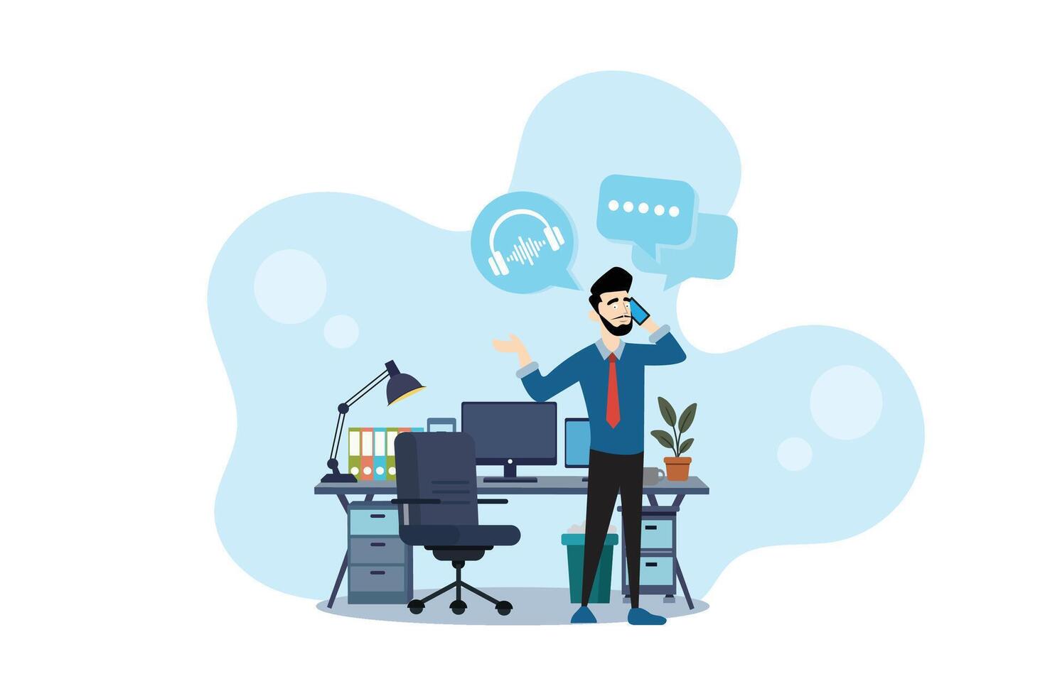 Businessman on phone in office vector