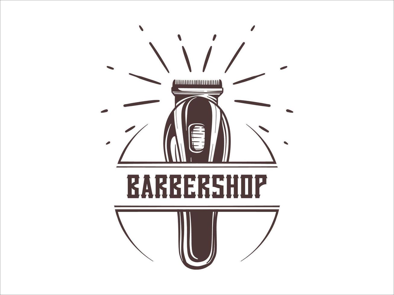 Hand Drawn Vintage Hair Clipper Barbershop Logo vector