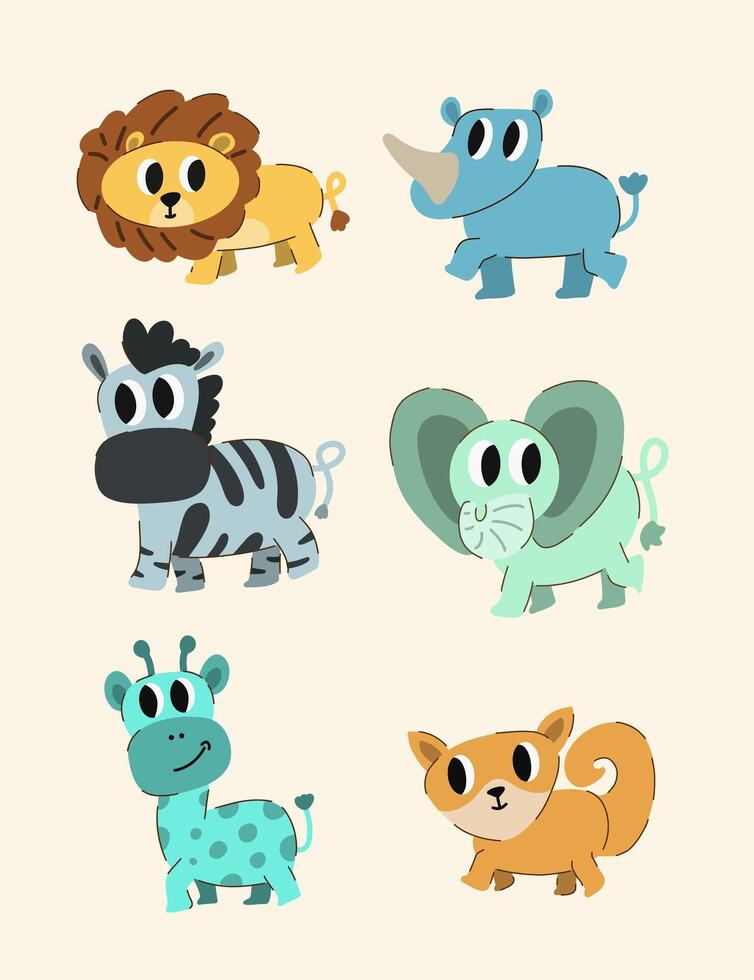 Cartoon animals illustration vector