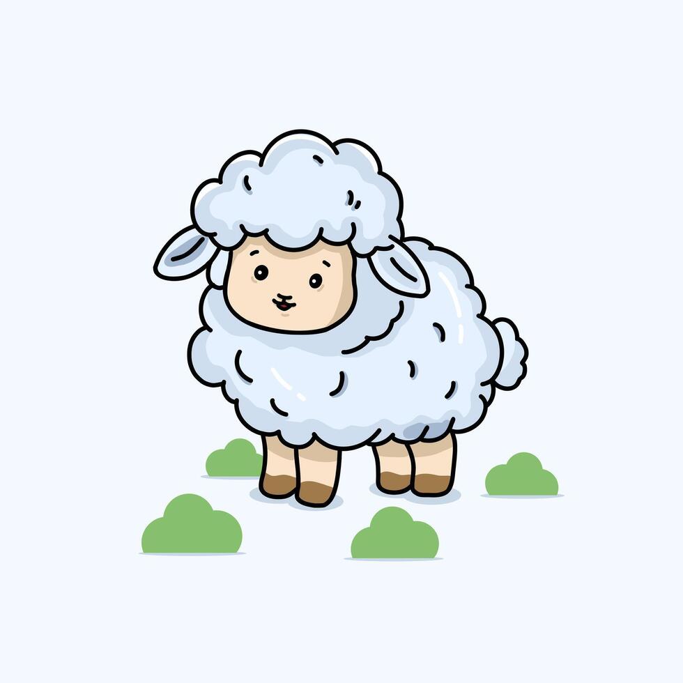 A cartoon sheep standing in the grass vector