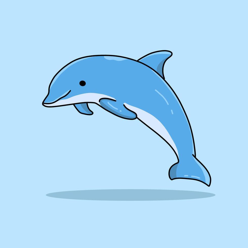 A cartoon dolphin jumping in the air vector