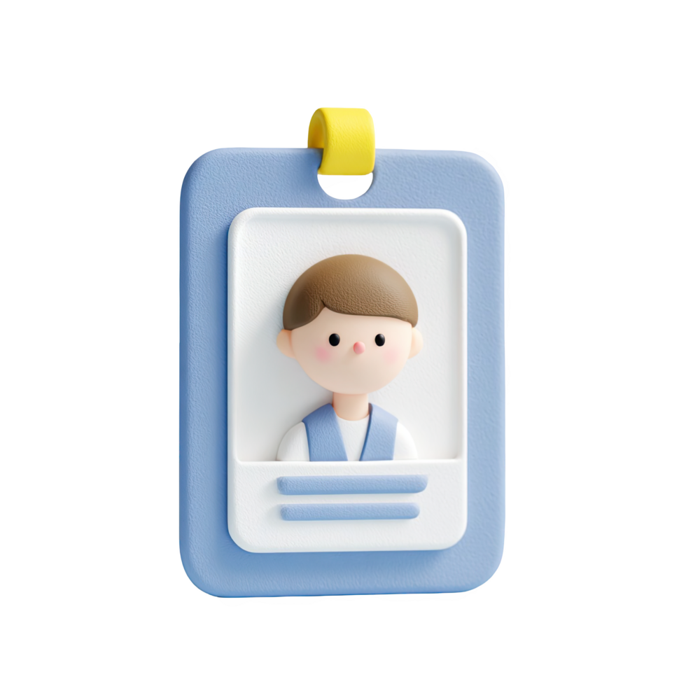 A blue and white plastic badge with a boy on it png