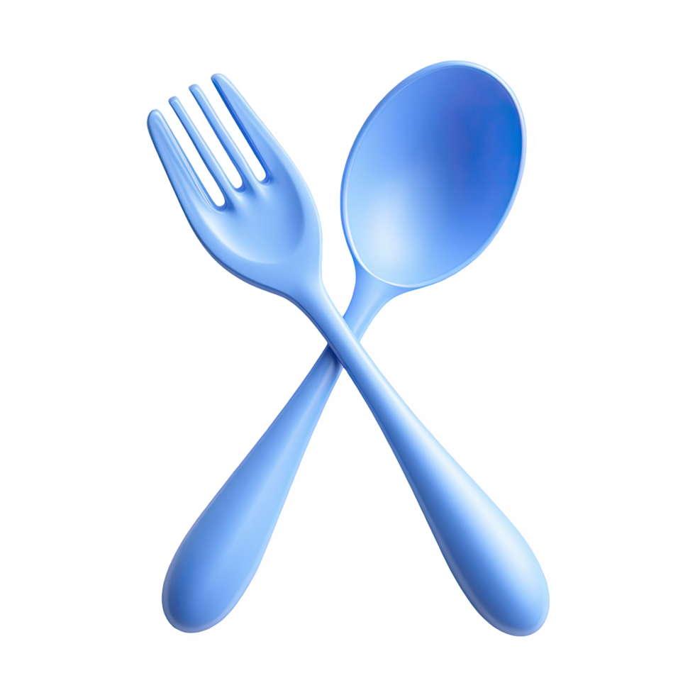 Crossed blue fork and spoon png
