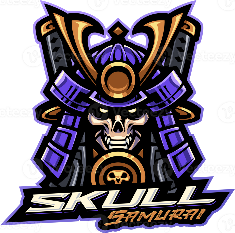 Skull samurai mascot design png