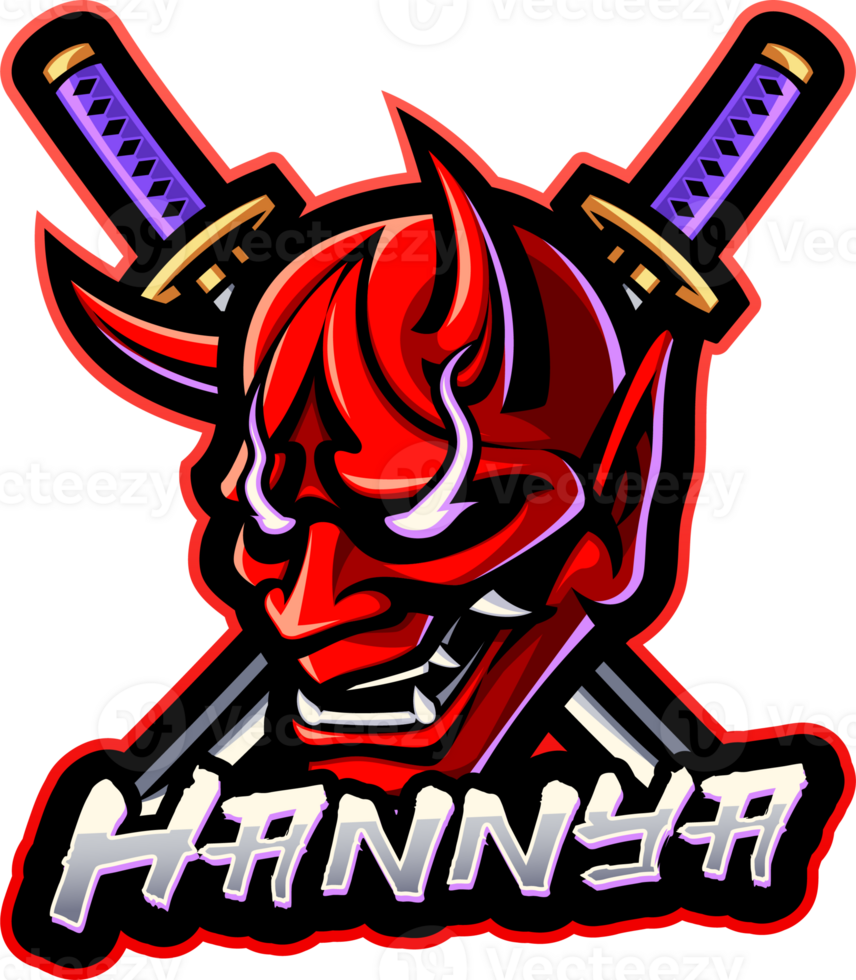 Hannya mask esport mascot logo design png