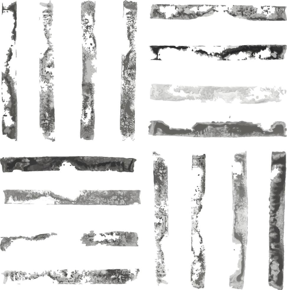 Black and White rectangular paint stamps vector