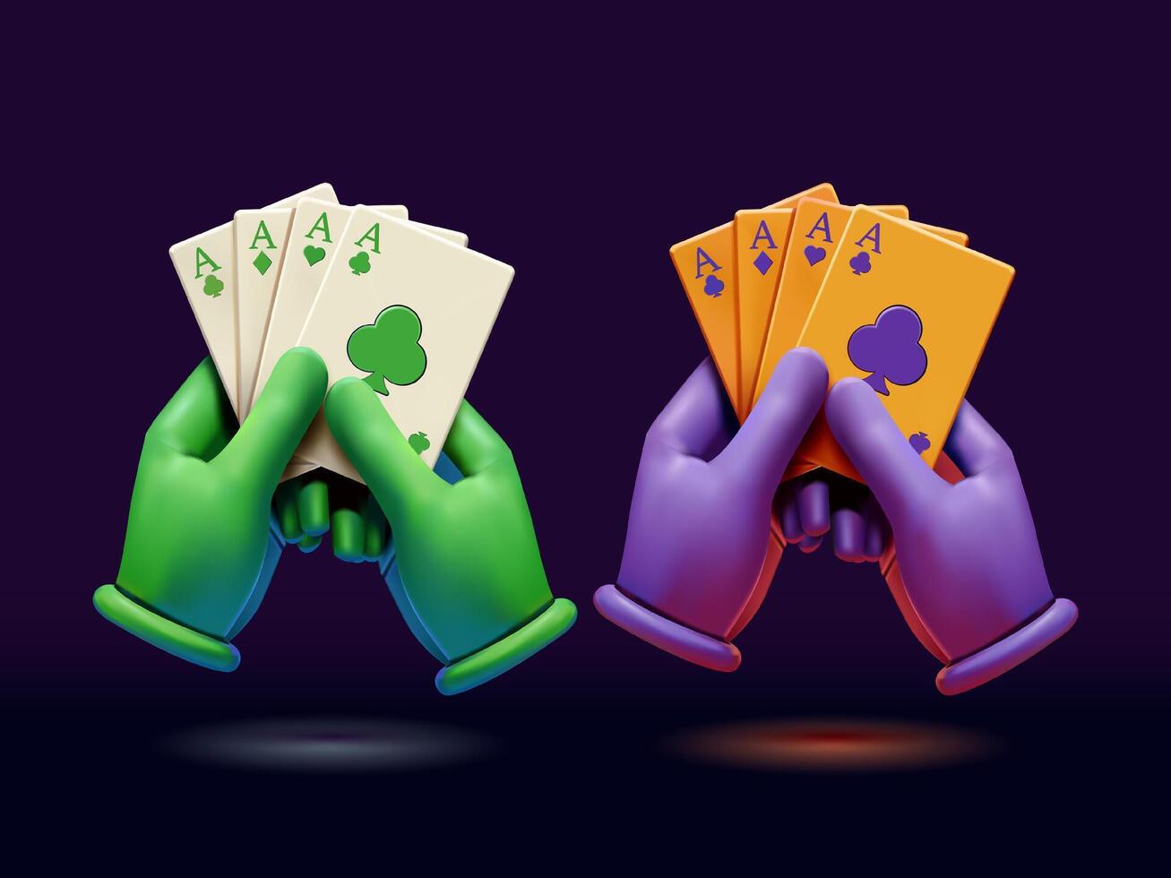 Colorful hands holding playing cards vector