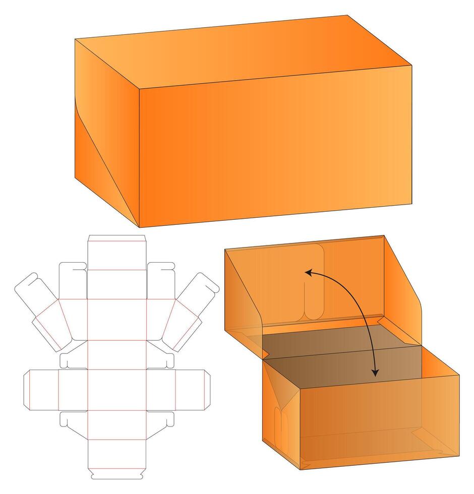 Box packaging Printable Template with Fold and Cut dieline layout vector