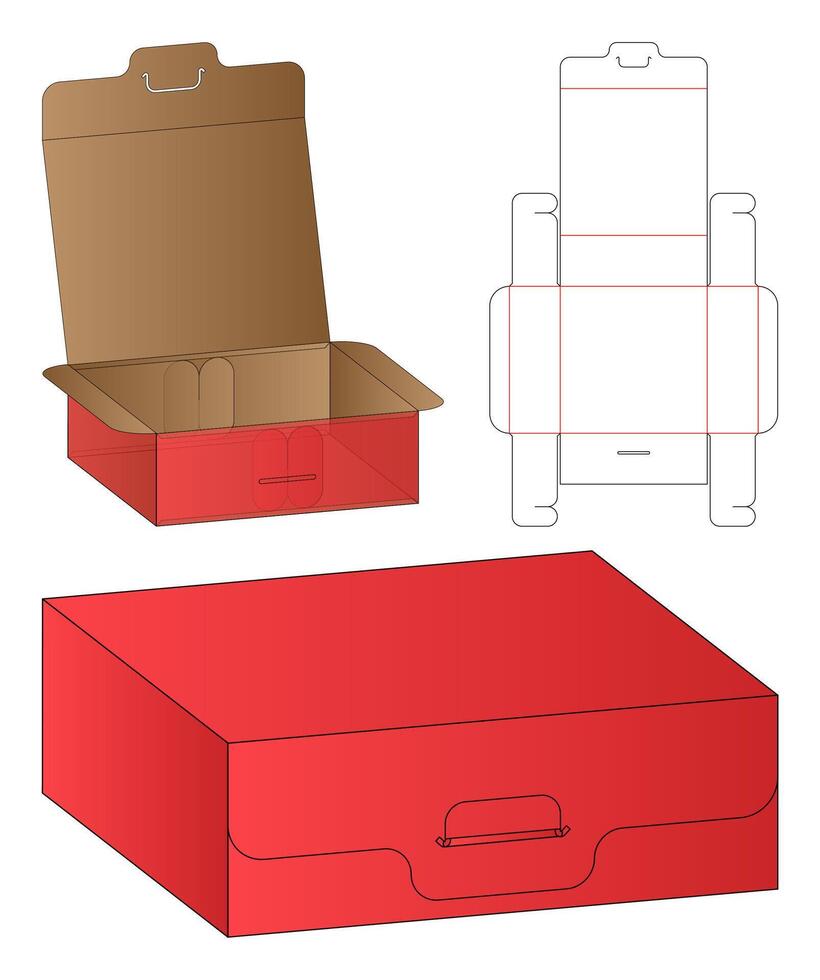 Box Dieline Flat Layout with Cut and Fold Template vector