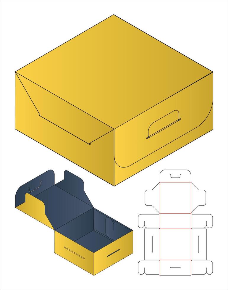 Packaging Box Template Dieline Flat Layout Foldable Assembly Design vector