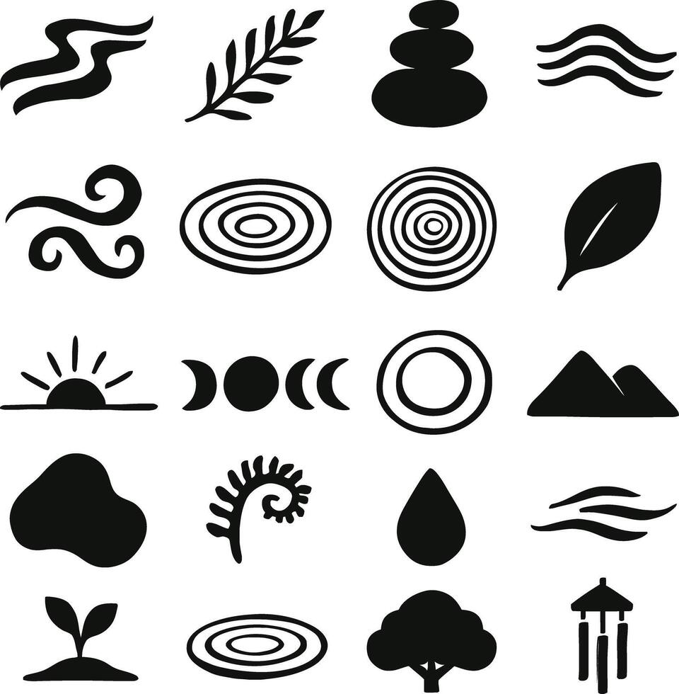 calming nature icon new naturalism silhouette vector