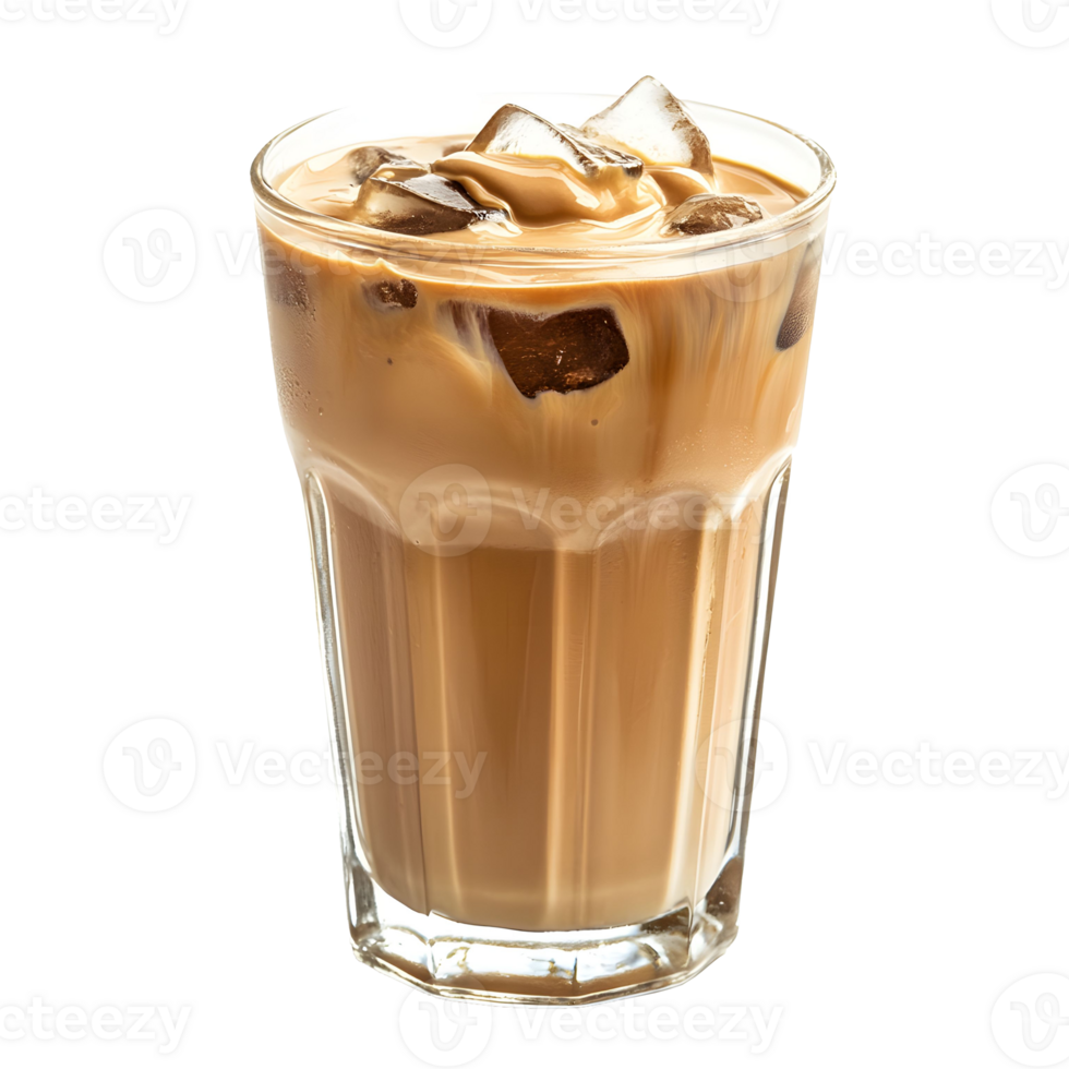 Iced Coffee in a Tall Glass with Ice Cubes png
