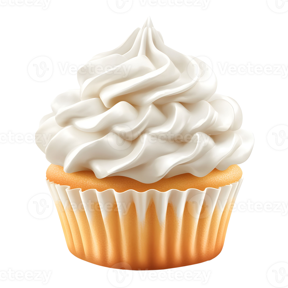 Vanilla Cupcake with Swirled Whipped Cream png