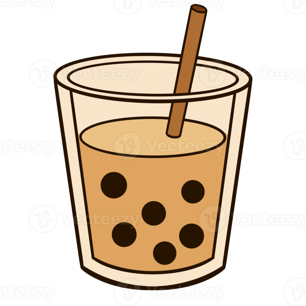 Bubble tea collage with pearls and straws png