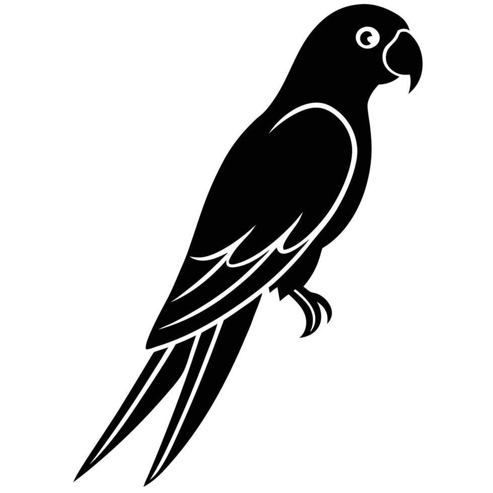 Black Parrot Bird Silhouette Illustation Icon vector
