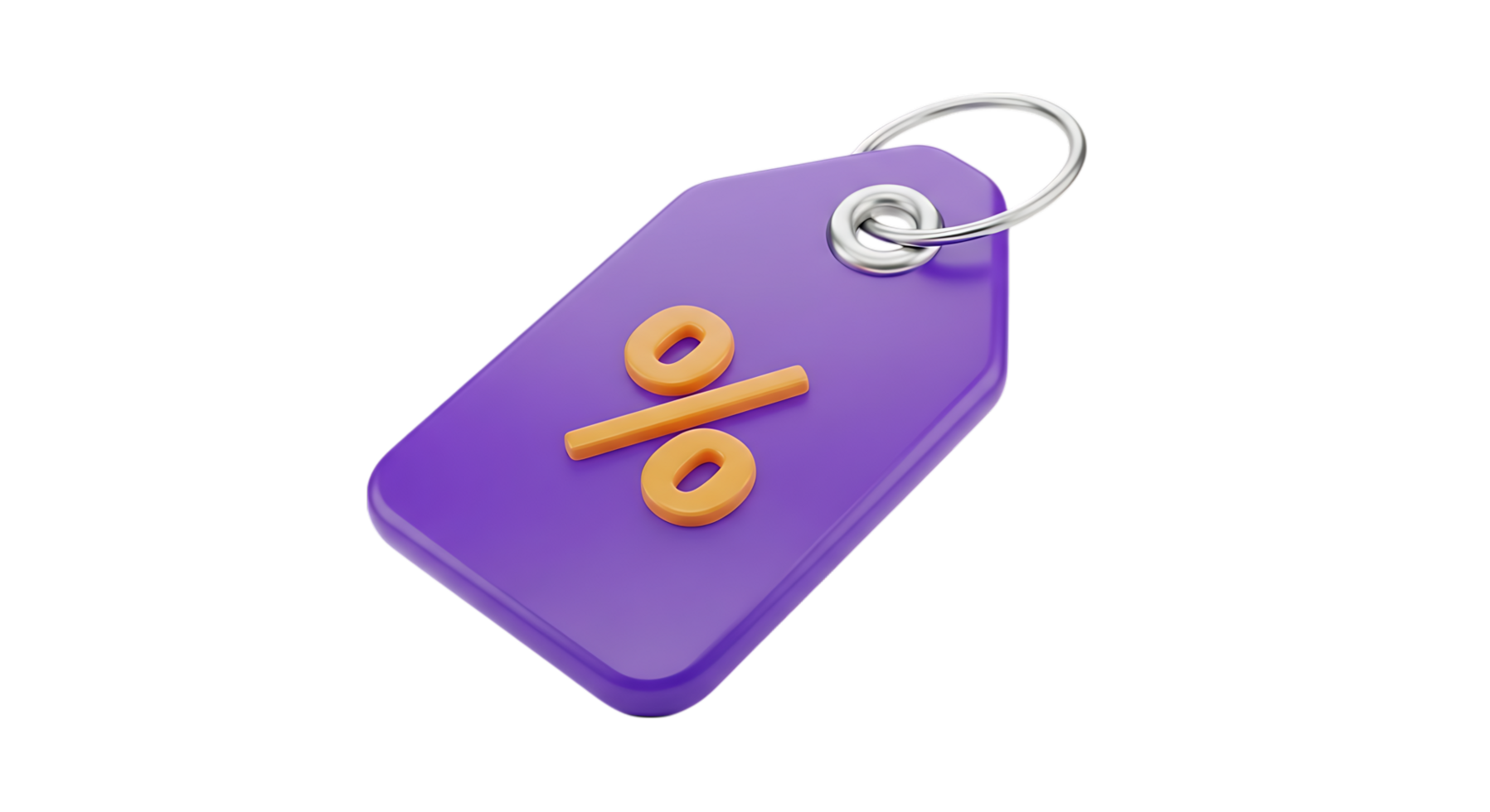 A purple tag with an orange percent sign png
