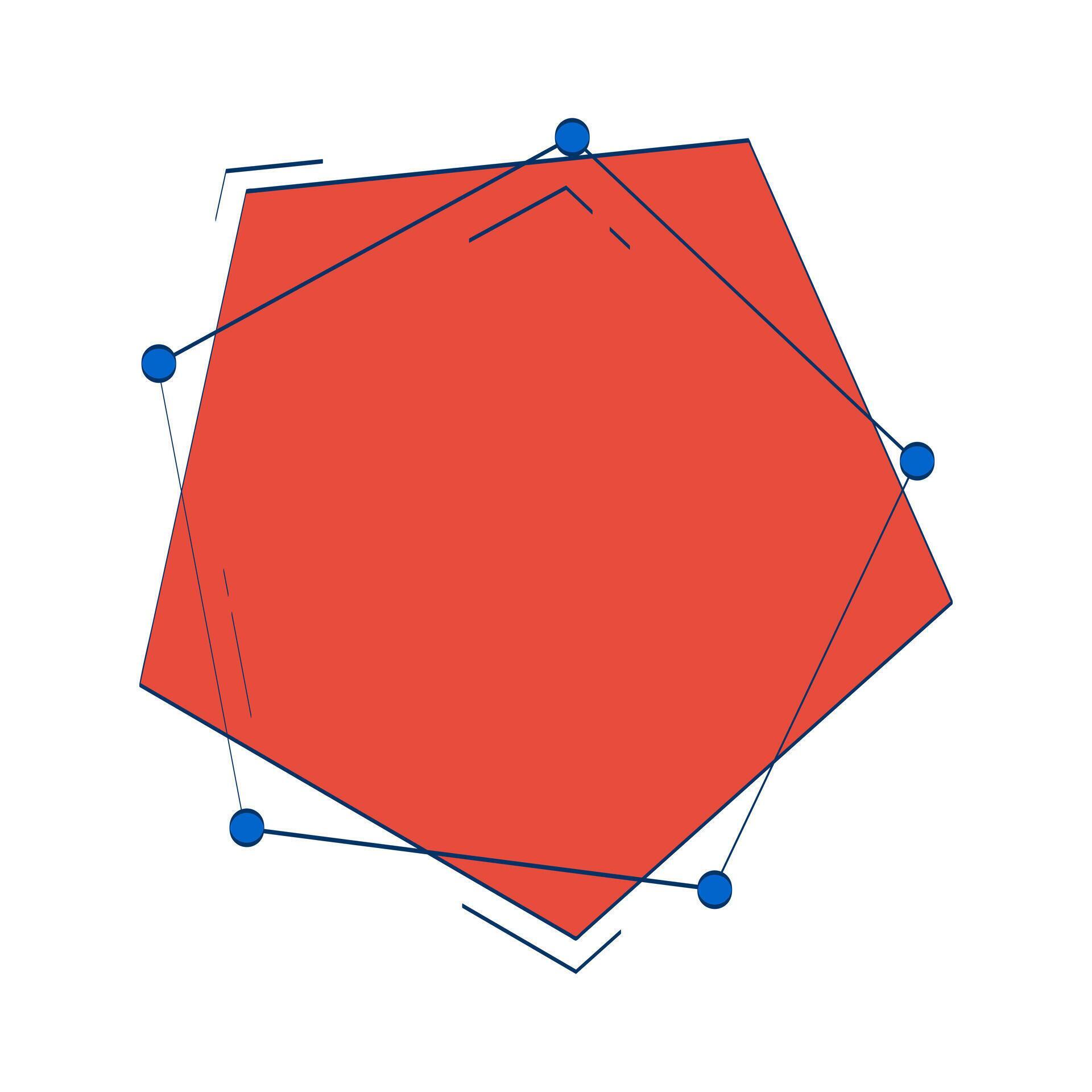 Polygon chart with connected data points 2D doodle object. Polygonal ...