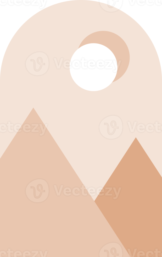 Brown frame sun with mountain boho png