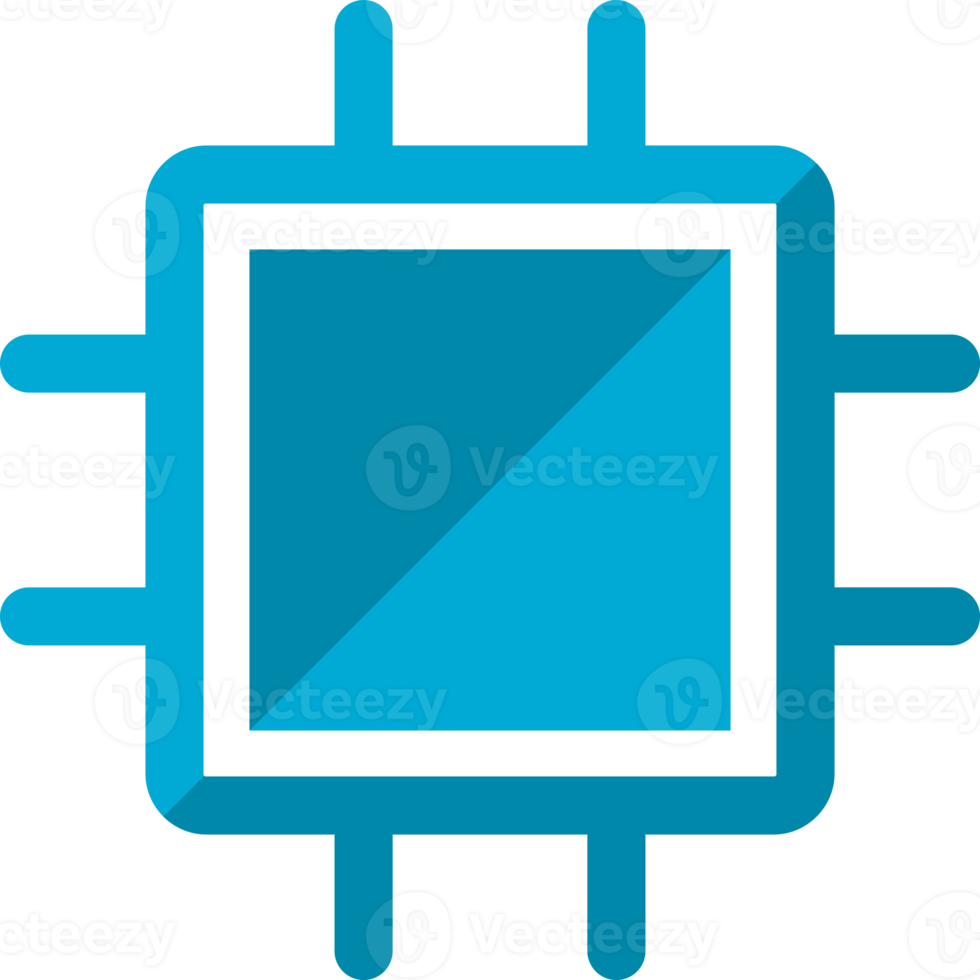 Blue CPU chip intelligence png