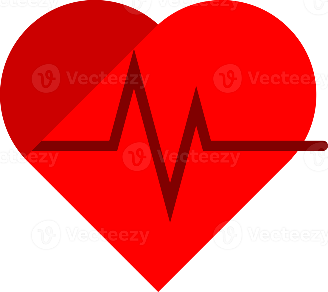 Iocn red wave pulse heartbeat with heart png